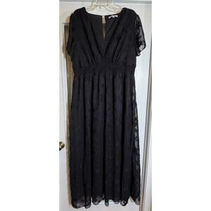 NWT Baltic Born Women Black Evelyn Smocked Maxi Dress Long Sleeve Romantic